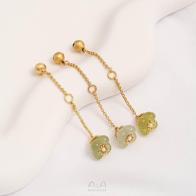 Natural Xiu Jade Carved Fish Tail Cat Head Pendant Bead Charm