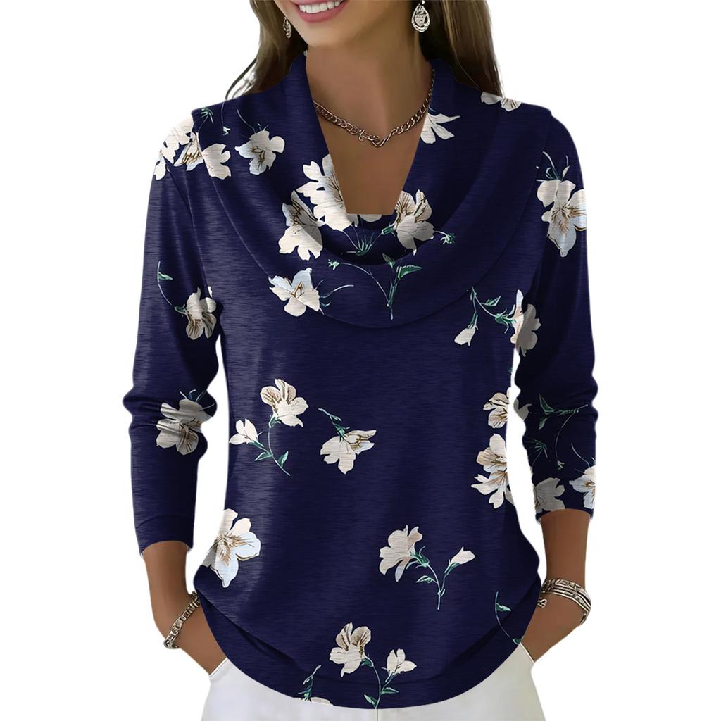 Pulover Top Dama Casual și la Modă cu Gât Rotund și Mânecă Lungă Imprimat