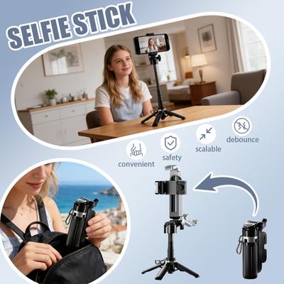 Bärbar Selfie-pinne, Universell Bluetooth för Mobiltelefoner, Teleskopisk, Rese Fyra-hörnsstativ, Bärbar