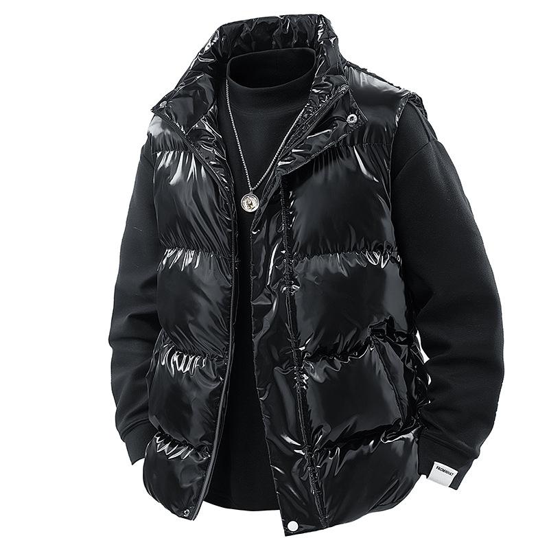 Glossy Vests for Men and Women In Winter New Loose Casual Cotton Jacket Couples Thickened Stand Collar Vest Jacket