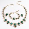 Exaggerated Retro Glass Crystal Collarbone Chain Temperament Popular Gemstone Water Drop Necklace Jewelry Set