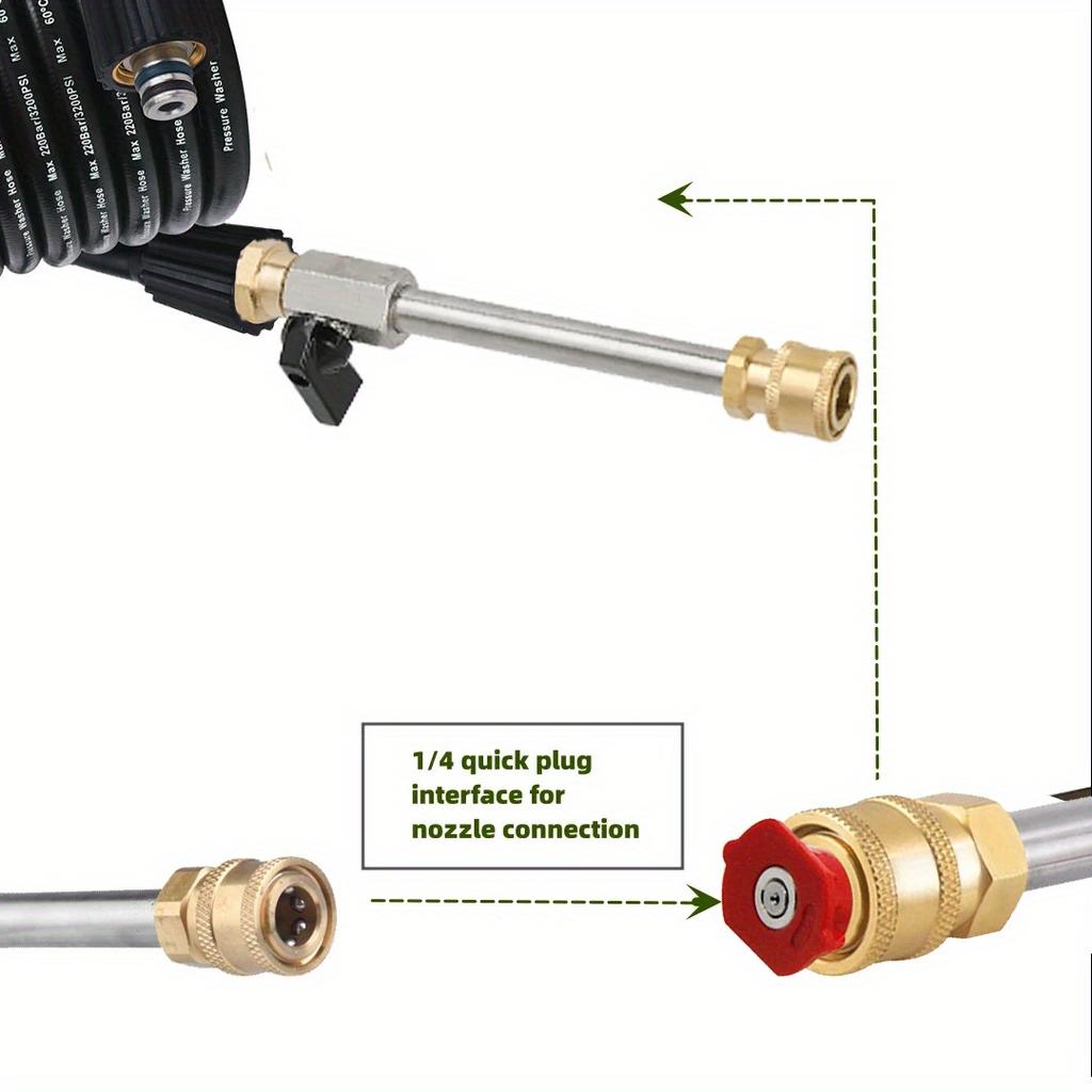 8.5inch High Pressure Washer Ball Valve Gun with 1/4 Inch Quick Connect Plug for Power Washer M22-14mm Hose, 2200PSI Valve Wand