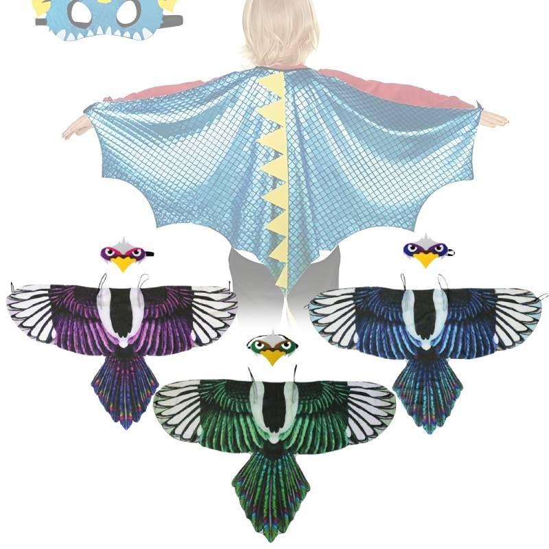 Vibrant Childrens Eagle Wings Cloak Headband For Halloween Festive Celebrations