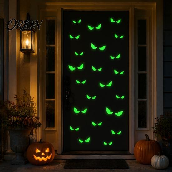 Scary Halloween Wall Decor Glow in The Dark Demon Eye Stickers, Luminous Ghost Long-lasting Signs Eyeball Decals, Waterproof Self-Adhesive Horror Deco