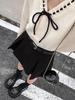 New 2024 Chic Retro Woolen A-Line High Waist Pleated Mini Skirt for Women