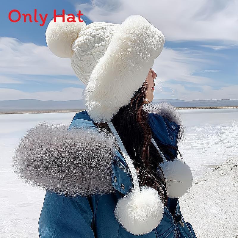 Traditional Style Knitted Hat For Women With Ear Protection And Neck Guard For Winter Cold Weather