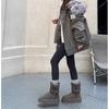 Grey Two-wearing Thick-soled Snow Boots for Women 2025 Winter New Heightening Thermal and Piled Thickened Long-tube Snow Cotton Shoes