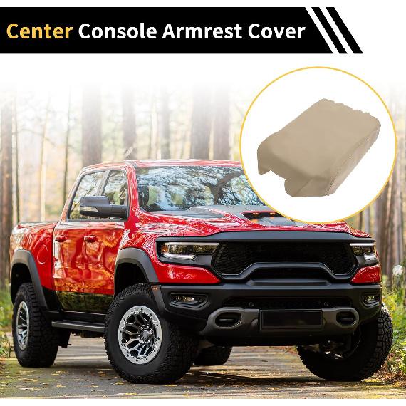 Console Lid Armrest Cover for Toyota Tundra 2007-2013 Tahoe Middle Console Pad Armrest Protector Microfiber Leather with Beige
