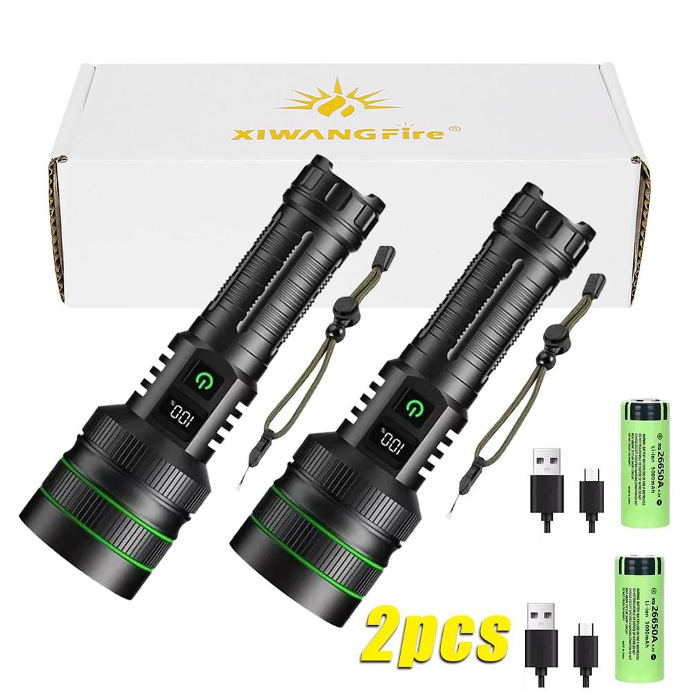 XIWANGFIRE Powerful Long Shot LED Flashlight Zoomable Camping Torch Use 26650 Battery High Power Tactical Lantern for Outdoors
