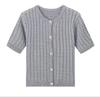 European and American Women's Slim Fit Knit Short Sleeve Cardigan