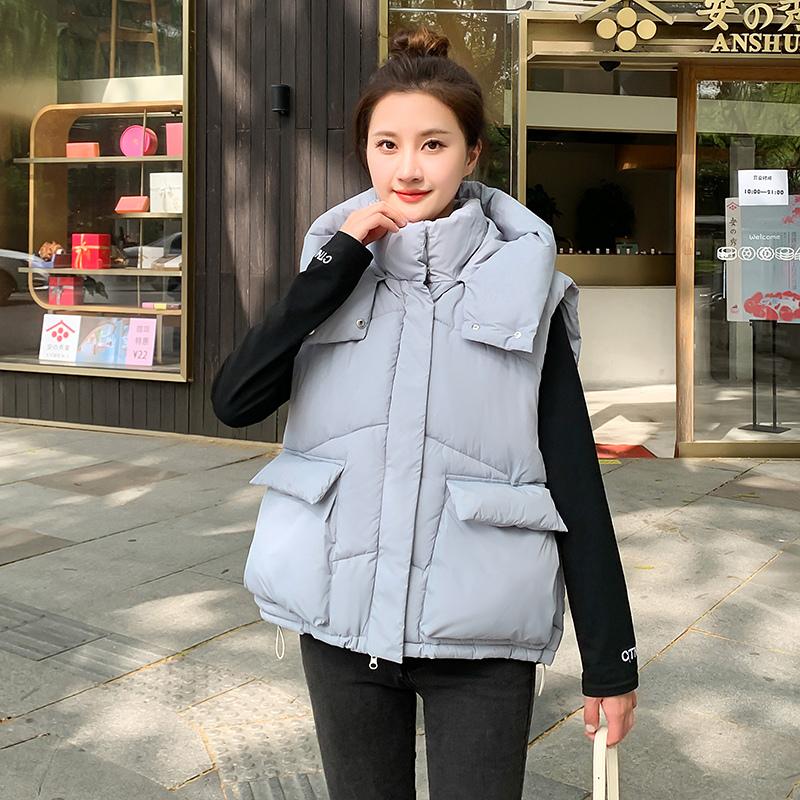 

Женская осенне-зимняя однотонная куртка с капюшоном без рукавов свободная повседневная короткая куртка-куртка верхняя одежда