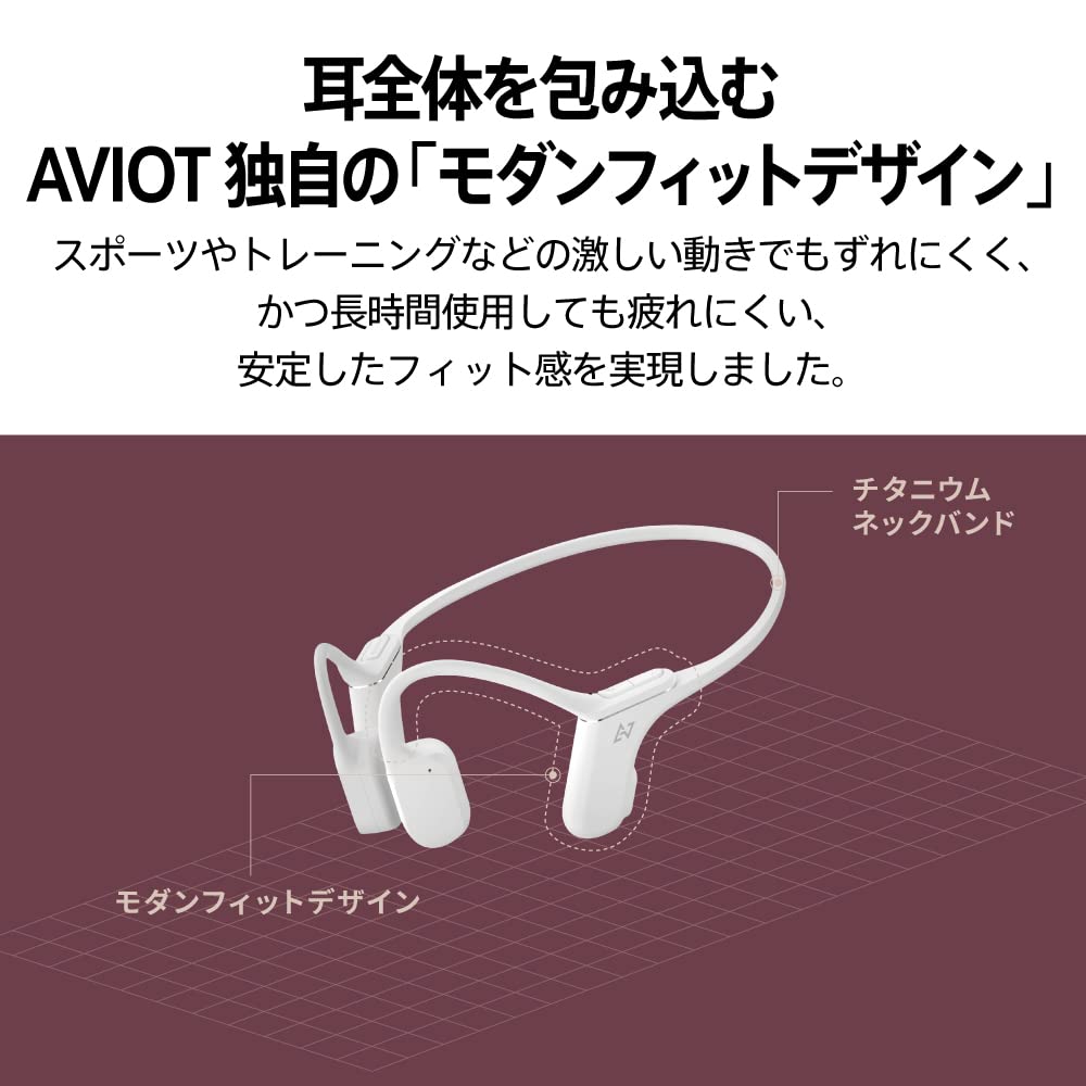 AVIOT Wireless Bone Perfect for No Ear Bluetooth with IP67 Waterproof and 12 Hours of Support WB-P1 Earbuds, Conduction, Running, Blocking, 5.2, Mic,