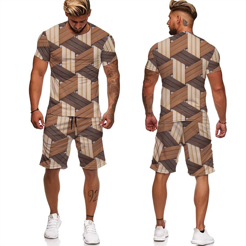 Chándales con estampado abstracto para hombre, camisetas/pantalones cortos/conjuntos con estampado geométrico 3D, ropa informal estilo Hip Hop, trajes de 2 piezas Harajuku para parejas