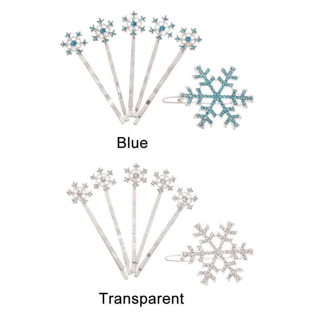Girls Shiny Christmas Hair Clips Crystal Snowflake Hairpins Hair Accessories Rhinestone Barrette