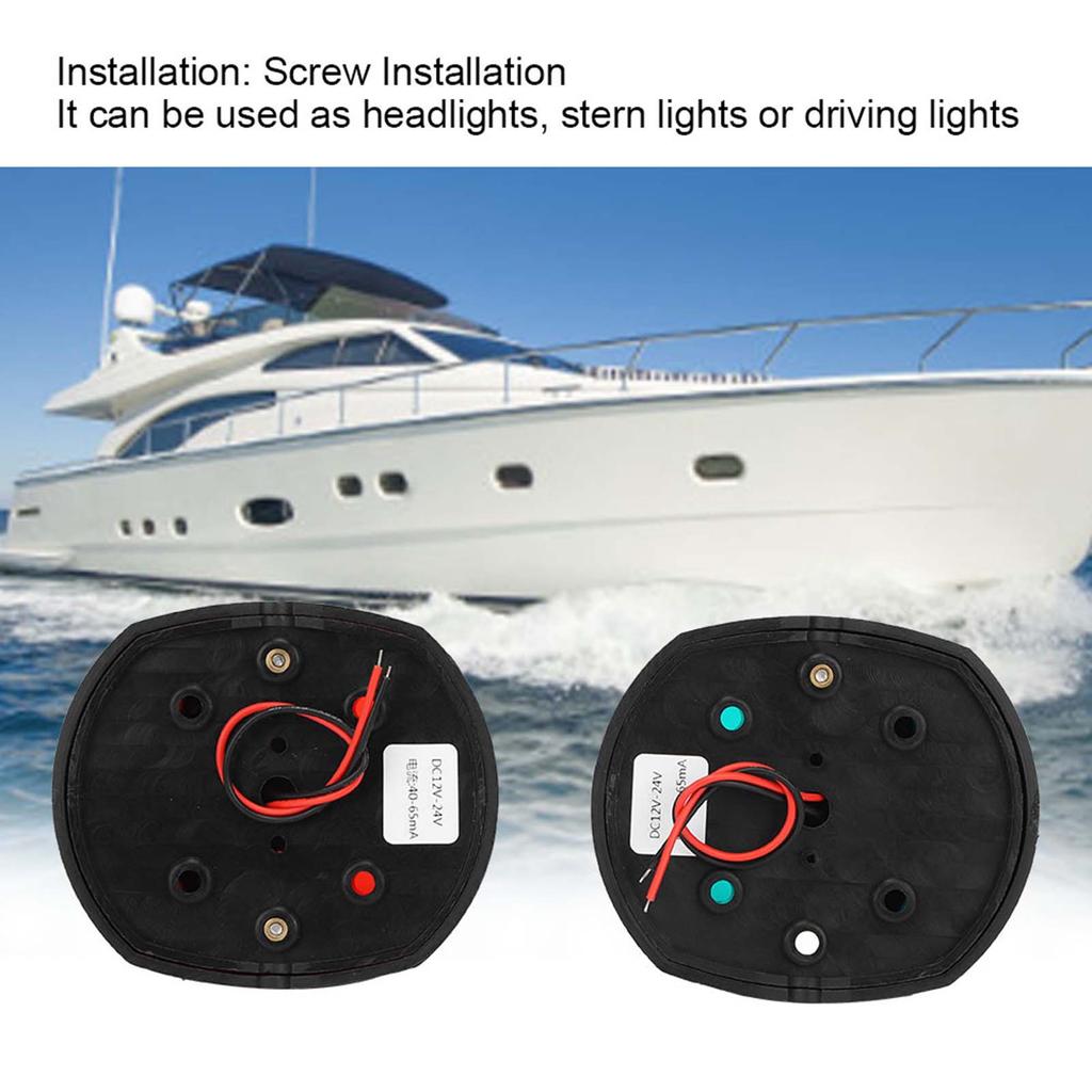 Paar Signallampen Kugelförmig Rot Grün LED Wasserdicht Bootsnavigationslicht DC12V 24V 3W Schwarz