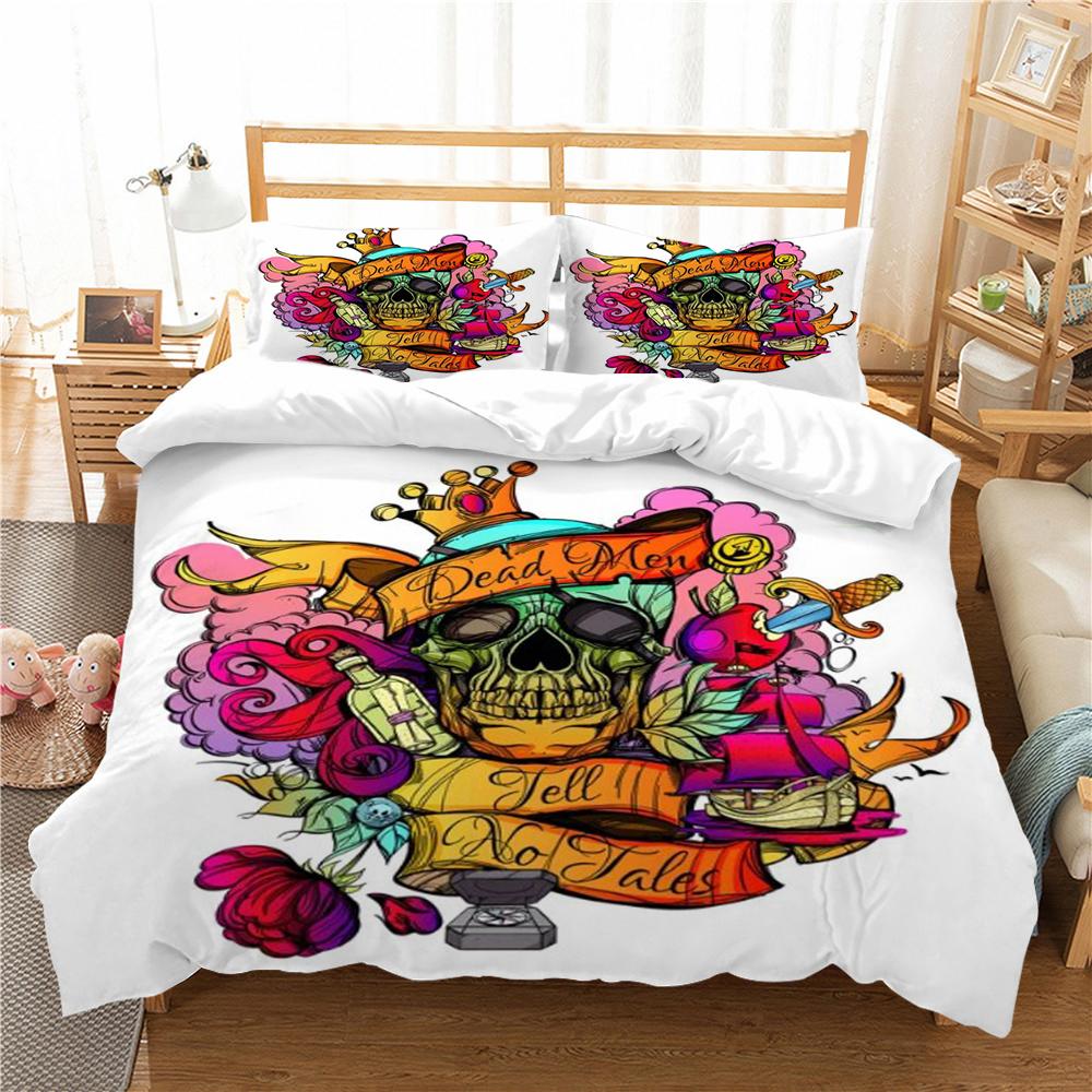 3D Skull Printing Duvet Cover Set Cartoon Bedding Set Highend Pillowcase Children Bedding Suit Single Size Double Size Bed Cover