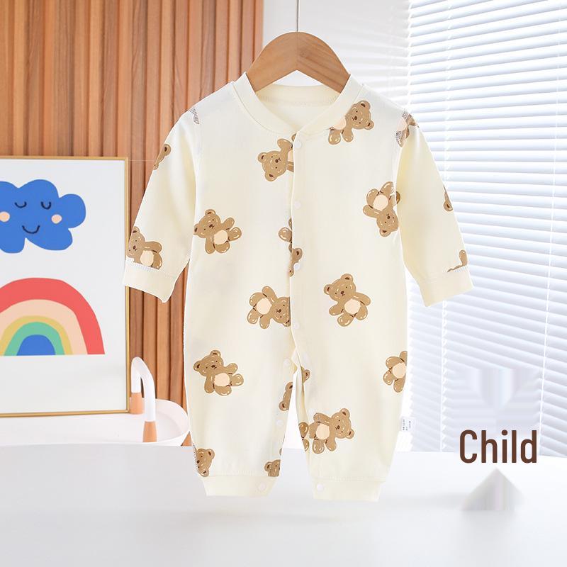 Infant & Toddler Long Sleeve Cotton Romper - Unisex Cartoon Print for Autumn/Winter
