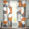 Nordic Retro Medieval Geometric Abstract Voile Sheer Curtains Living Room Window Tulle Curtain Kitchen Bedroom Drapes Home Decor