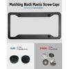Black License Plate Frames- 2 Pack Aluminum Front & Rear Auto Car Tag Holder, Heavy Duty Bracket With Mount Hardware, Screws Caps, Rattle Proof Pads