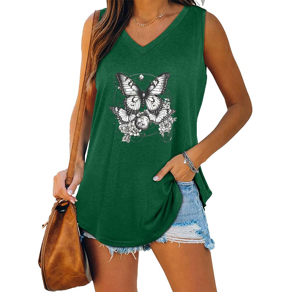 Summer Fashion Printed Tank Top Women Casual V Neck Sleeveless Shirt