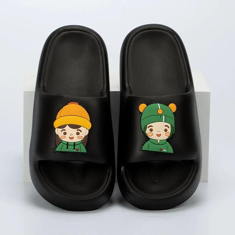 Fashion Fashion Cartoon Animation Couple Slippers 2024 Thick Bottom Cloud Slippers Women Comfortable Soft Sole Platform Sandals Woman