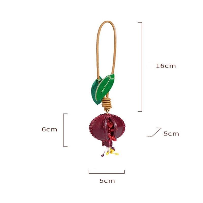 Simulation Fruit Pendant Leather Pomegranate Bag Charm Keychain Decoration Pendant Women'S Backpack Exquisite Accessories