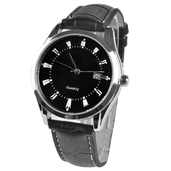 Pánské Vintage datumový kalendář Dial Umělá kůže Business Analog Quartz náramkové hodinky