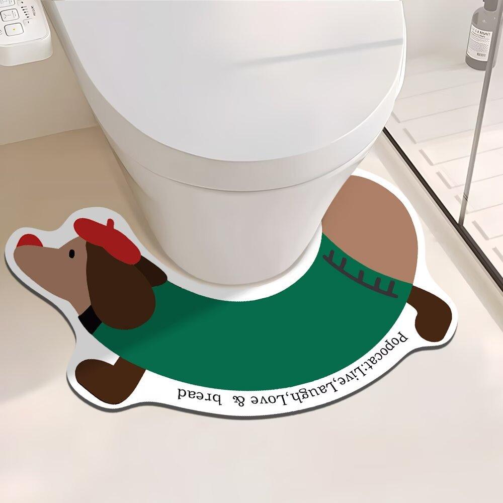 Dachshund Toilet U-Shaped Floor Mat Bathroom Strong Absorbent Non-Slip Foot Mat Diatom Mud Toilet Dirt-Resistant Non-Slip Mat