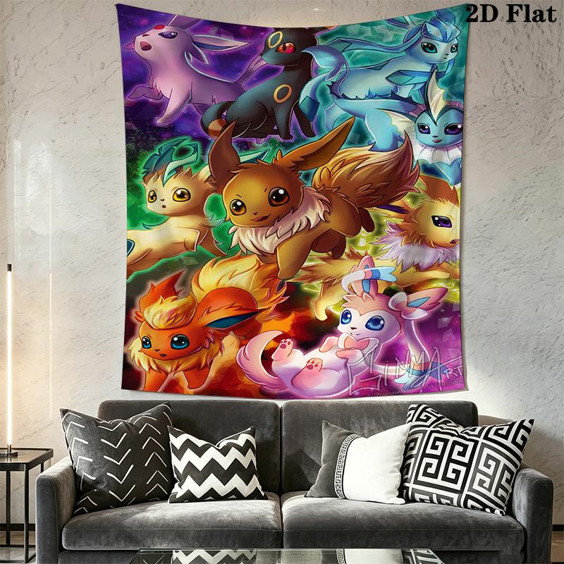 Pikachu Eevee Tapestry Wall Tapestry Fashion Print Background Cloth Wall Covering Decoration Homestay Soft Decoration Tapestry