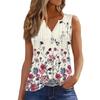 Women's Flowers And Plants Casual Loose Pleated Shirt V Collar Button-down T-shirt Shirt Sleeveless Vest Top