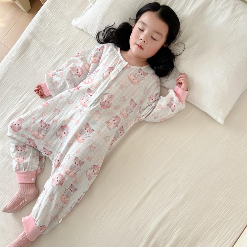 Baby Cotton Muslin Sleep Sack Lightweight Anti-Kick Sleeping Bag Infants Toddlers All Season Wearable Blanket