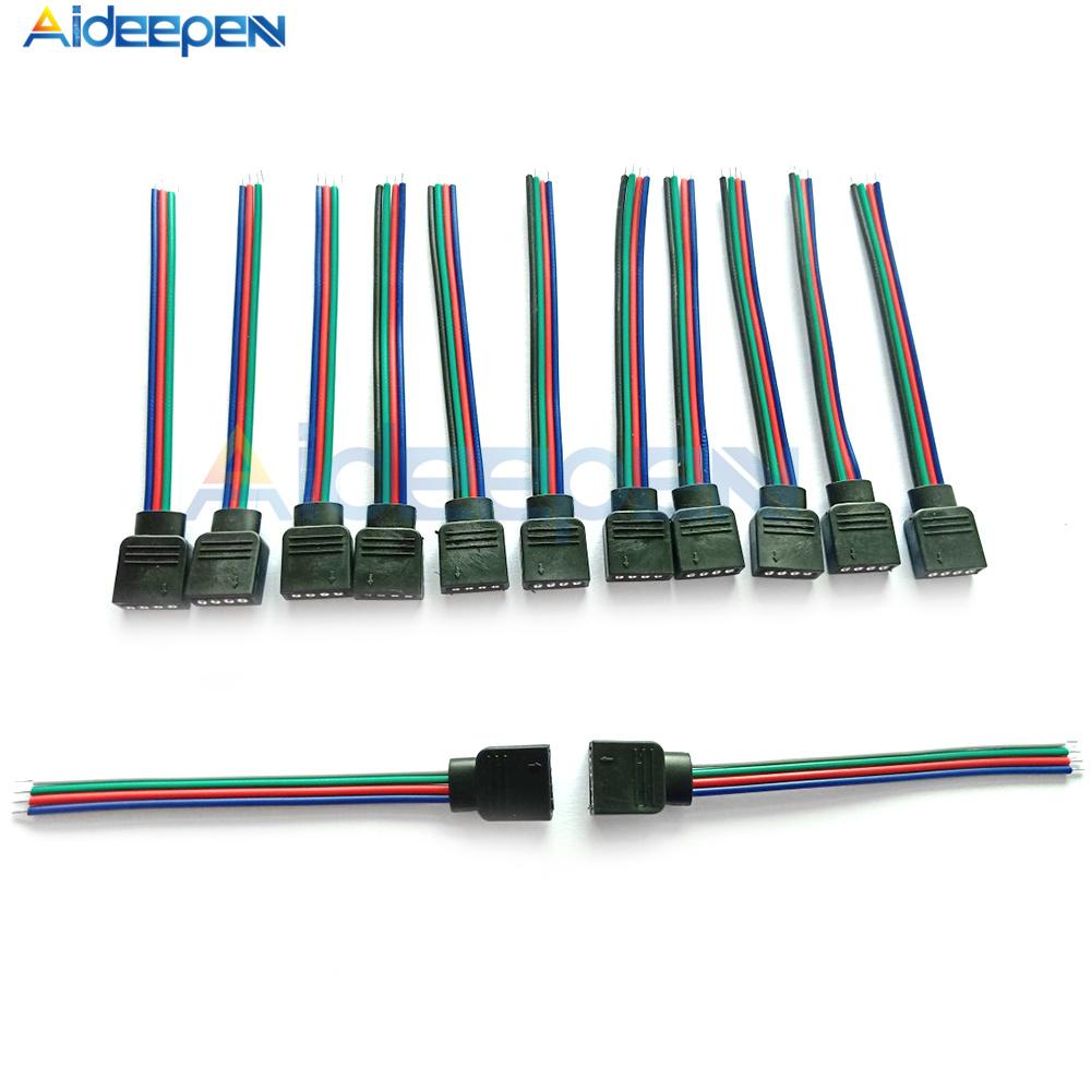 4pin 10cm LED RGB Strip Light Connector Male Female Plug Socket Connecting Cable Wire For 5050 RGB RGBW Led Strip Light