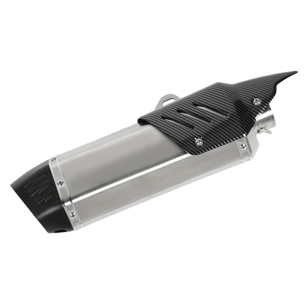 Motorcycle Exhaust Tip 304 Stainless Steel Carbon Fiber Cover Universal for 38‑51mm DiameterSilver