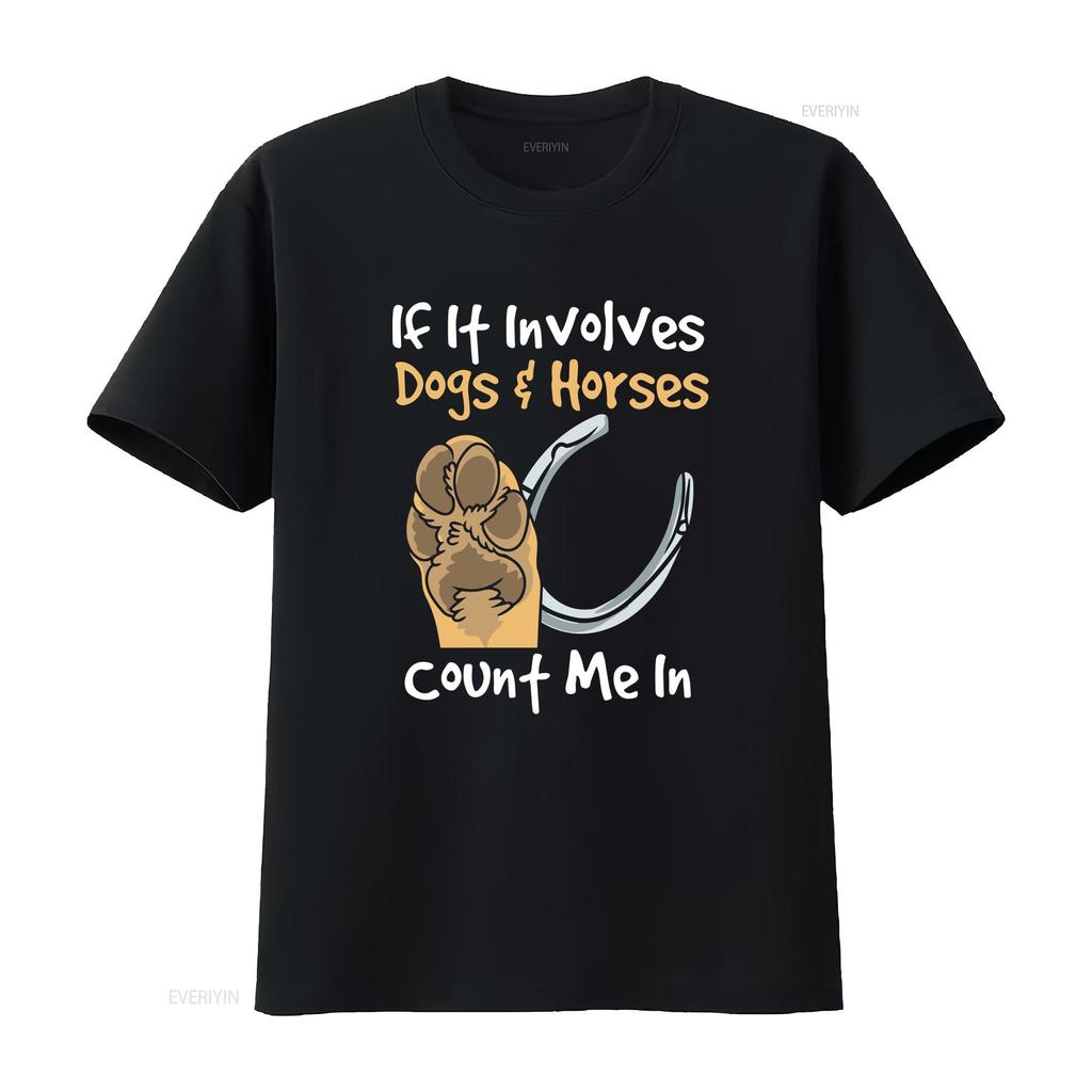 Equestrian Riding T Shirt Horse Lover Trainer If It Involves Dogs Horses  vintage Washed streetwear designer clothes graphic