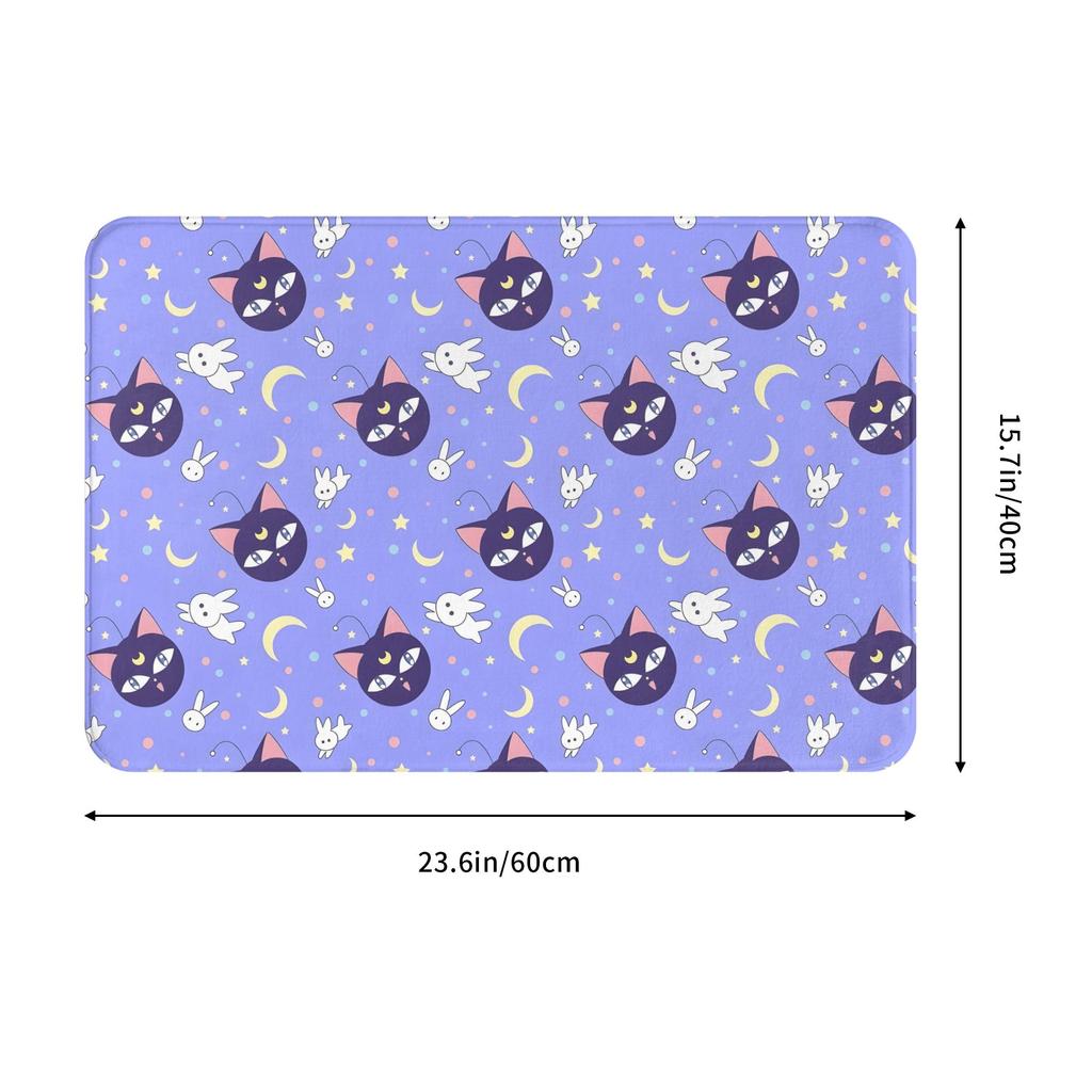 Anime Sailors Moons Usagi And Luna Doormat Anti-Slip Entrance Kitchen Bath Door Floor Mat Living Room Carpet Rug