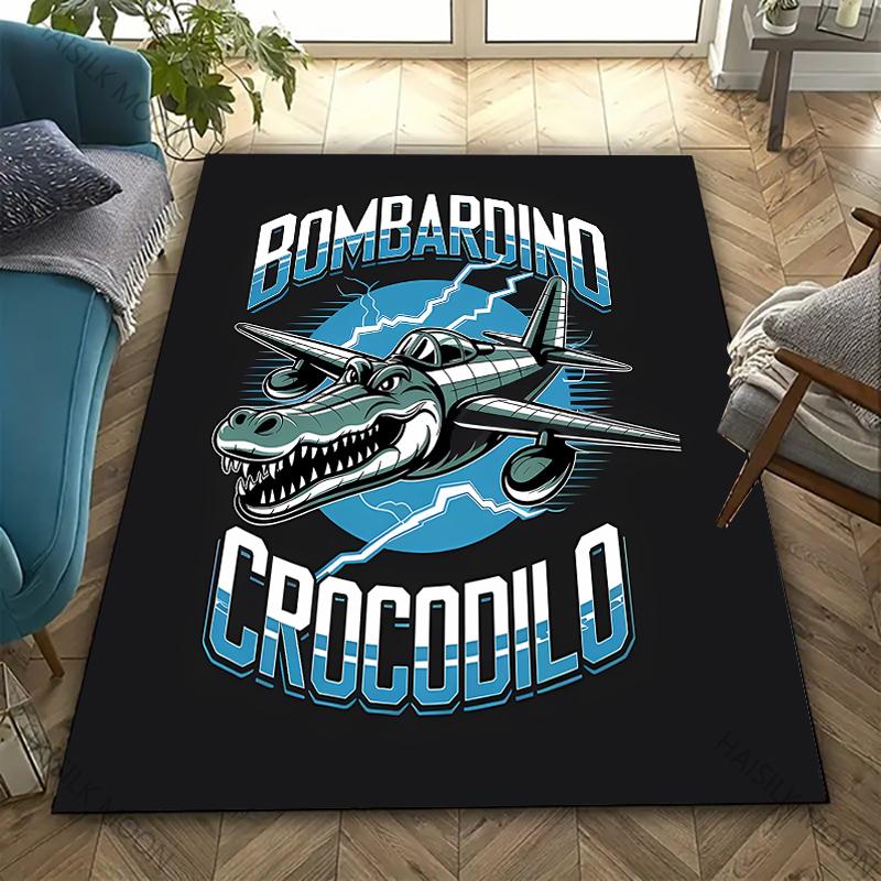 Italian Brainrot Bombardiro Crocodilo Printed Carpet Living Room,Sofa,Table, Rug, Picnic, Camping, Outdoors, Bedroom, Home, Mat