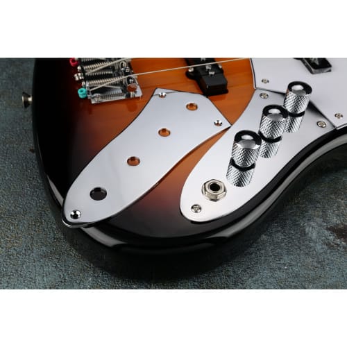 Musiclily JB Jazz Bass Control Plate, Compatible with Metric Pots, for Jazz Bass and Electric Basses, Chrome