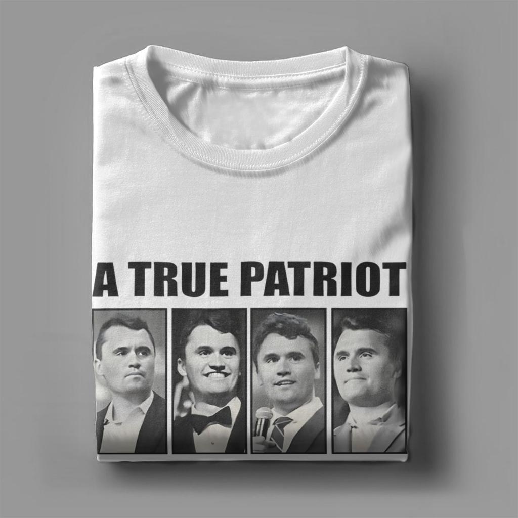 Charlie Kirk A True Patriot T-Shirts for Men  Vintage Cotton Tees O Neck Short Sleeve T Shirt Big Size Tops