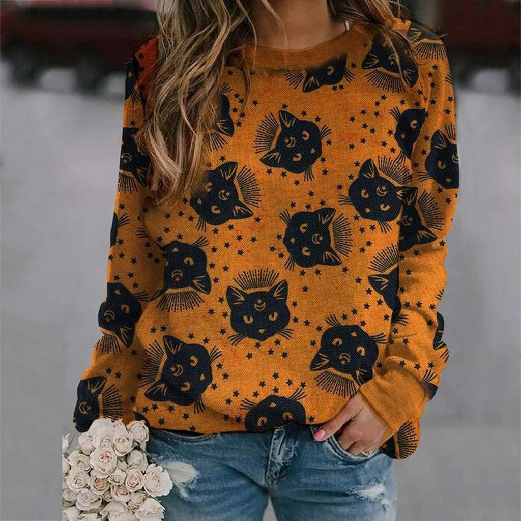 Halloween Fashion Women's Casual Long Sleeve Printed Ladies Sweatshirt Tops