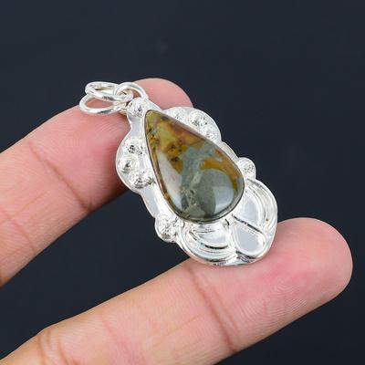 Easter Sale 925 Sterling Silver Polychrome Jasper Gemstone Boho Pendant Jewelry