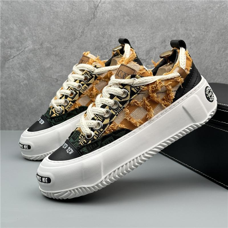 Fashion Fashion Designer New Arrival Men's Mixed Patchwork Lace Up Platform Causal Shoes Flats Moccasins Sports Walking Sneakers