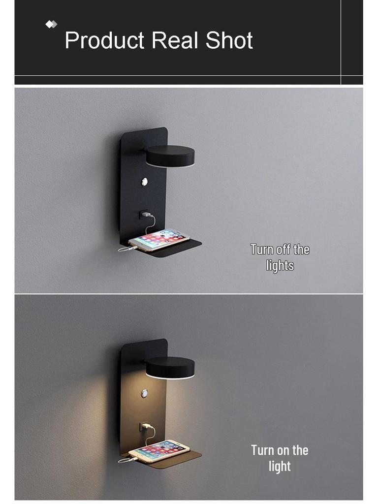 Lux Minimalist USB Touch LED Wall Lamp, Three-Color Dimmable, 12W, Bedroom Bedside Reading Light