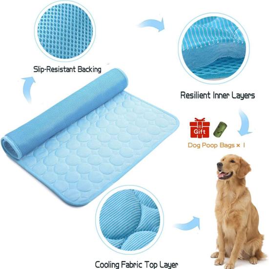 Pet House Ice Silk Cooling Fabric Anti-Slip Edging Soft Quilted Summer Pet Cooling Pad Joint Protection Cooling Pet Cushion