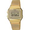 Casio Vintage Series A700WMG-9A Digital Watch Metal Mesh Band Gold Unisex