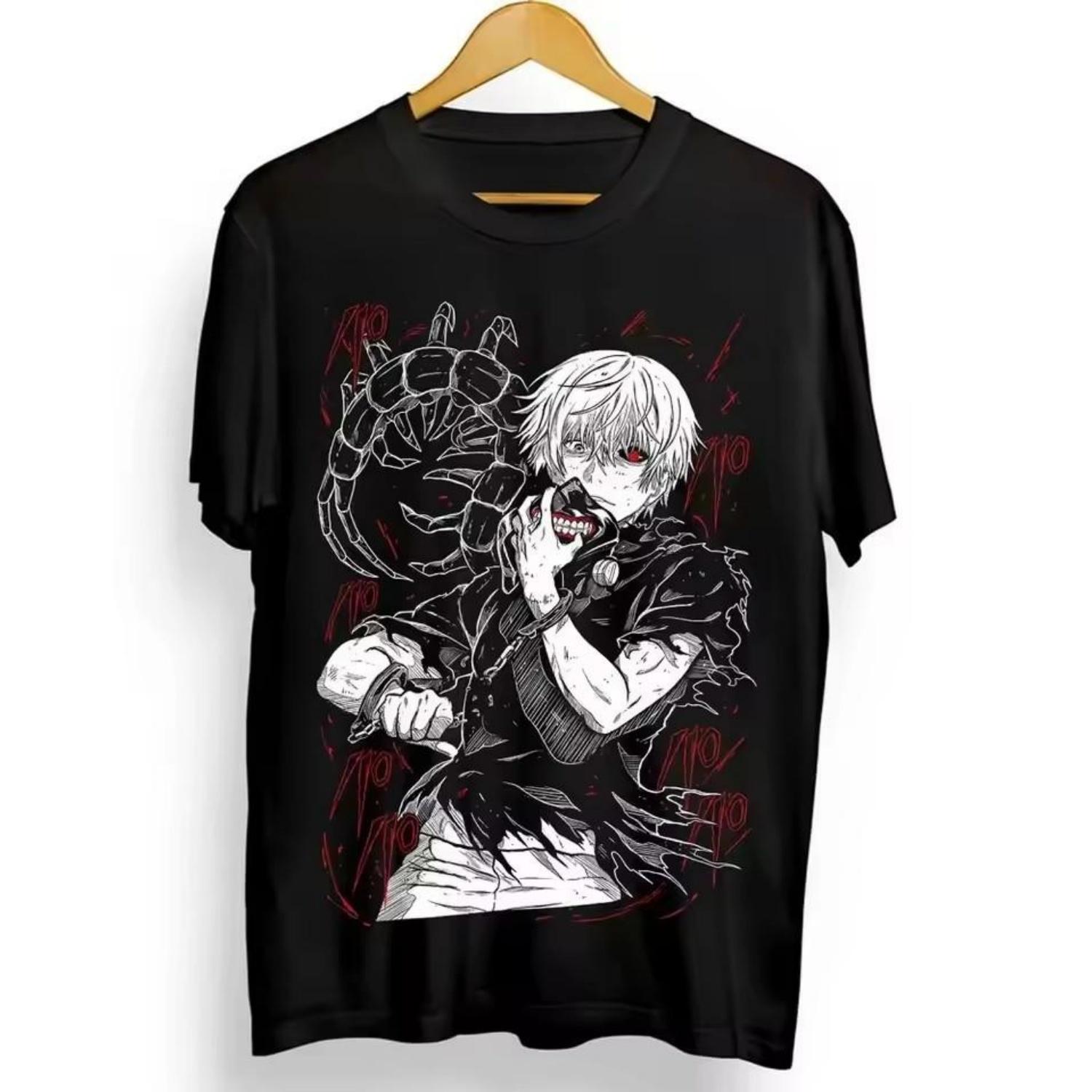 

Футболка Tokyo Ghoul Футболка Кен Канеки Японская Манга Аниме Футболка Одежда Y2k Высококачественный Хлопок Уличная Одежда Мужская S чёрный