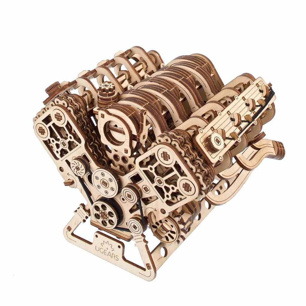 Ugears V8 Engine Puzzle Wooden Craft Model No Glue or Tools Required - -