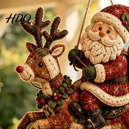 Handgefertigte Baumschmuck-Zubehörteile DIY Gesteppte Weihnachts-Windspiel-Bausätze Patchwork-Stoff Nähen Handwerk für Personalisierte Saisonale Wohnkultur Erwachsene,