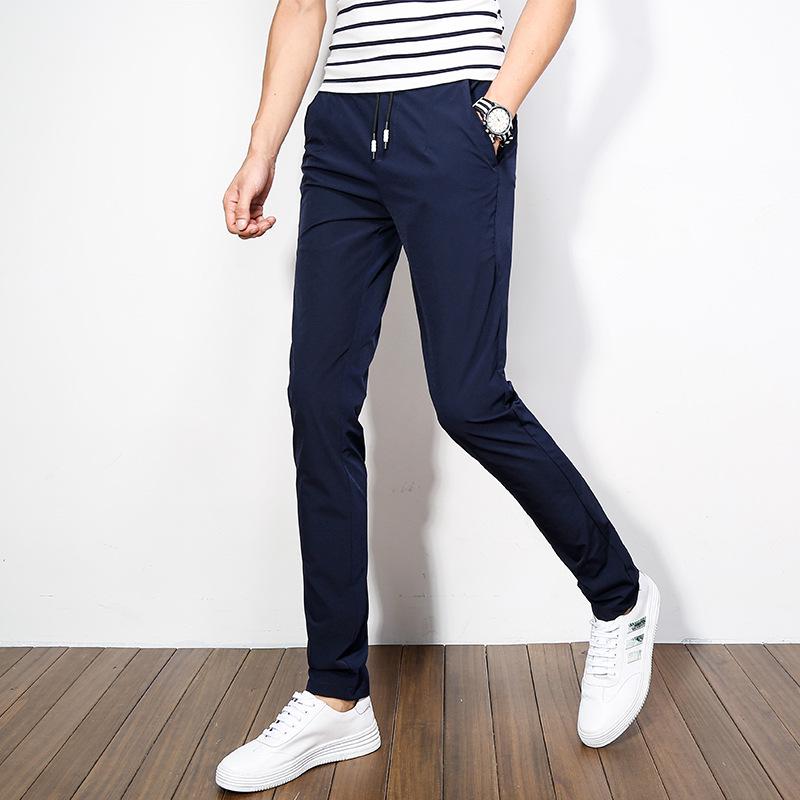 Ice-Silk Casual Trousers for Men Summer Lightweight Quick-Dry Sports Harem Pants Loose-Fit Men's Long Trousers