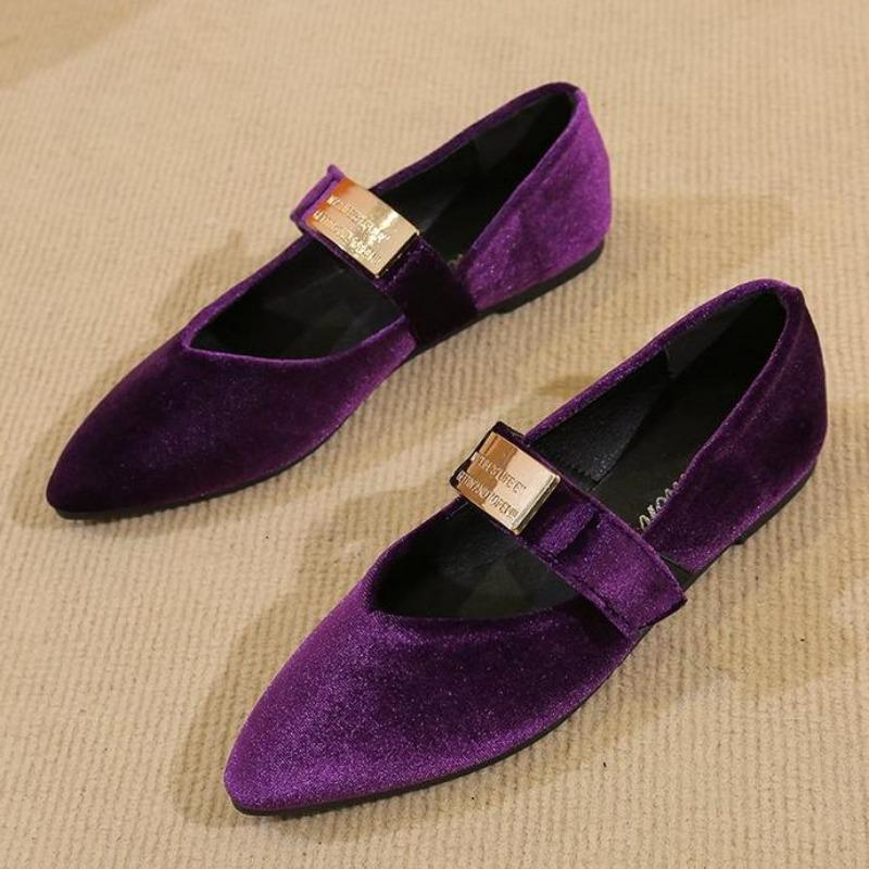 Fashion New Luxury Fashion Pointed Toe Mary Jane Shoes New Comfortable Elegant Loafers Flat Single Shoes Women Zapatos De Mujer