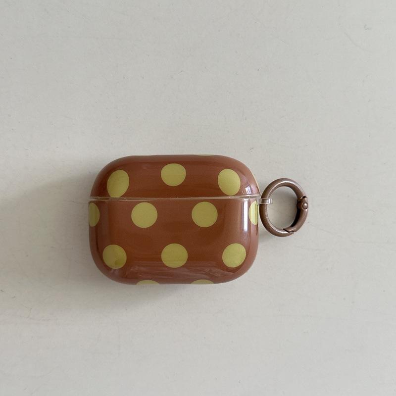 Fashion Simple Big Pink Blue Dots Polka Point Pattern Glossy Earphone Case with Ring Cover for AirPods 1 2 3 4 Pro 2 Pro 3